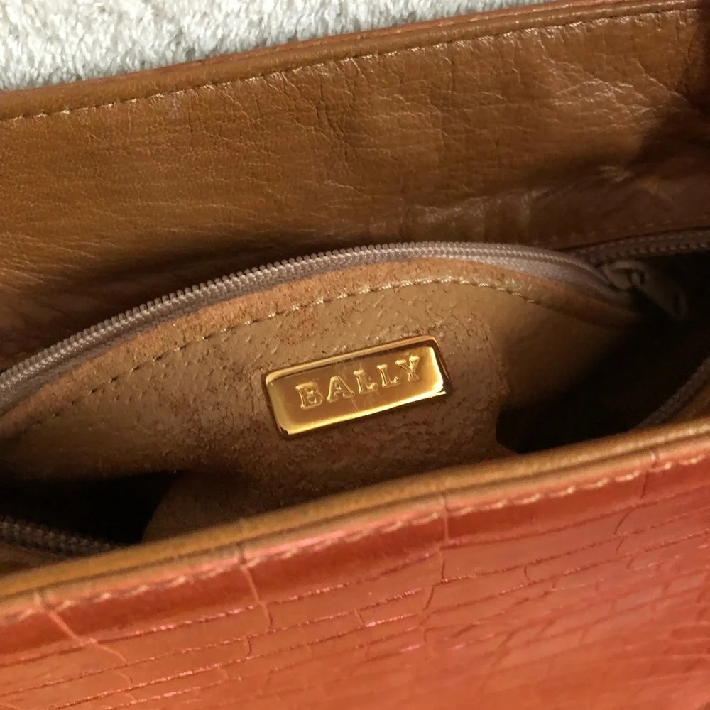 Vintage Bally crossbody bag croc print leather cognac tan - Picture 5 of 5